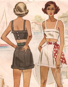 1940 Mccalls cuffed highWaist shorts bustier crop top sewing pattern